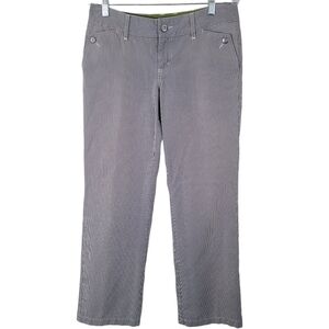 Horny Toad grey and white striped boot cut low rise casual pants Women's Size 4